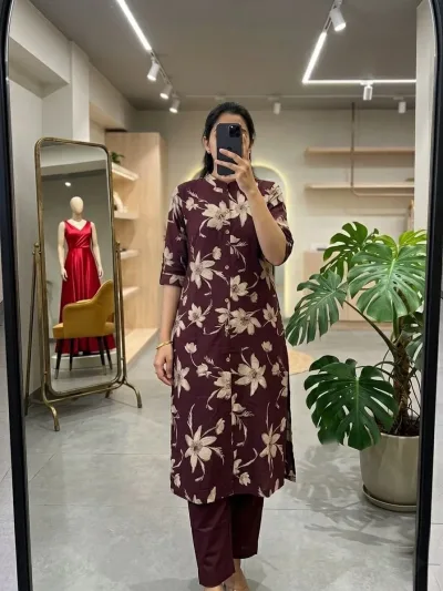 Deep Maroon Floral Premium Salwar Set